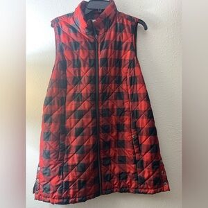 Christopher & Banks Red and Black Plaid Tunic Vest